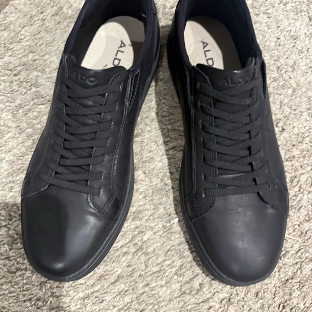 Aldo Men's Black Leather Low-Top Sneakers